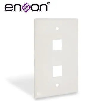 ENSON ENS-FP62 PLACA DE PARED (FACEPLATE) UNIVERSAL  2 PUERTOS ESTILO KEYCONNECT CAT6A CAT6 CAT5E CONECTORES DE FIBRA OPTICA Y COAXIALES COLOR BLANCO USO INTERIOR MATERIAL PLASTICO ABS