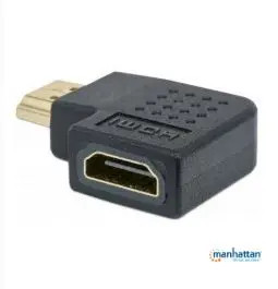 MANHATTAN 353496 ADAPTADOR DE VIDEO HDMI A HDMI HEMBRA A MACHO ANGULO DE 90° - CONTACTO CHAPADO - NEGRO - SOPORTA RESOLUCION 4K 
