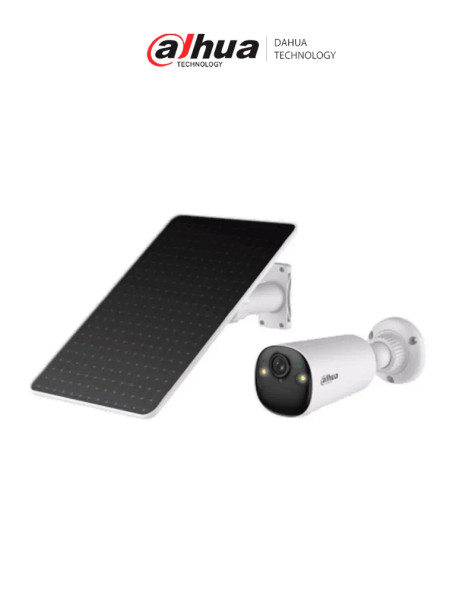 DAHUA DH-KIT/BF4CP-4G-XL/M0508- Kit cámara bullet 4G con panel solar con batería incluida/ 4 Megapíxeles/AOV (Always-On Video)/ 122.5°/ Alarma de Luz y Sonido/ Audio Bidireccional/ Detección de humanos y vehículos/Ranura para Micro SD/ IP66