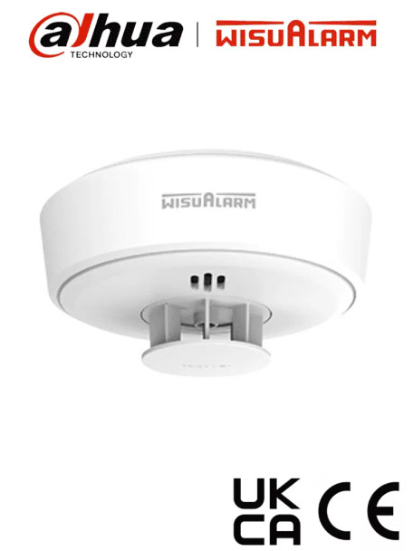 DAHUA WISUALARM HY-HT10A -Detector de Calor Autónomo, Monitoreo Constante de Temperatura, Detección Rápida de Incendios de Clase A1(54°C to 65°C)Sonido de Alarma de 85dB, Certificaciones CE,Batería No Remplazable d hasta 10años