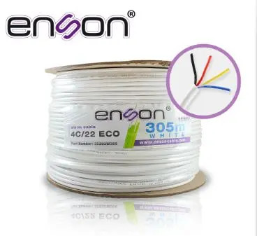 ENSON  32202W305 CABLE DE ALARMA  SERIE ECO MULTIFILAR 4C/22 AWG BOBINA DE 305 METROS FORRO PVC COLOR BLANCO PARA USO INTERIOR DISEÑADO PARA CONEXIONES DE SISTEMAS DE ALARMA