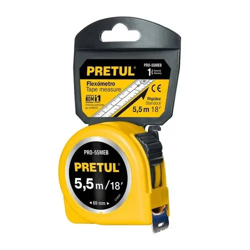 PRETUL PRO-55MEB FLEXOMETRO 5.5M AMARILL 