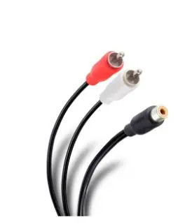 STEREN 255-025 Cable RCA 2 plug a jack de 15 cm, ultradelgado Adaptador duplex de audio, con dos conectores macho (plug) RCA a un conector hembra (jack) RCA