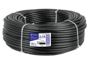 VOLTECK CAUR-214 40004 Metro de cable uso extra rudo 2 x 14 AWG en rollo de 100 m, Alambres de cobre suave con aislamiento termoplástico Resistente a la abrasión, humedad y agentes químicos