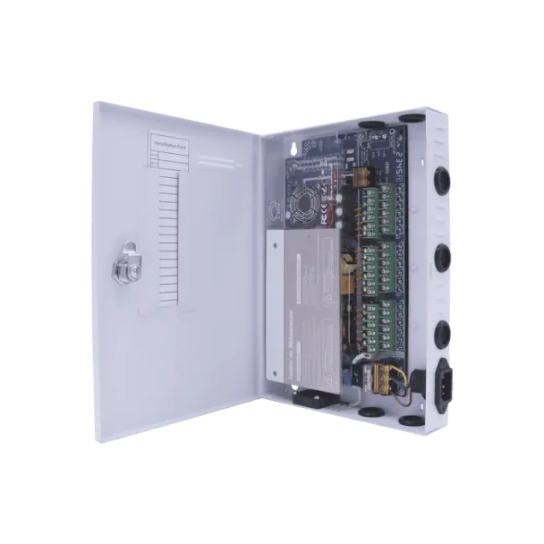 EPCOM XP18DC30UD Fuente PREMIUM / 11-15 V / 18 canales / 30 A / Alta tecnología en seguridad / Doble ventilador / Hasta 1.85 Amperes por Salida / Filtro de Ruido por canal /Voltaje de salida ajustable 11-15 VCC Entrada100-240 VCA Gabinete de metal.