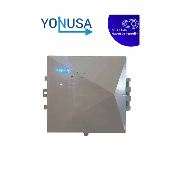 YONUSA EYM12000127NG - Energizador Modular para Cercos Eléctricos, Salida de Hasta 12,500 V, Alcance de 2,500metros Lineales (500mts en 5 Líneas), Alimentación 110/220 VAC, compatible con Módulo WiFi.