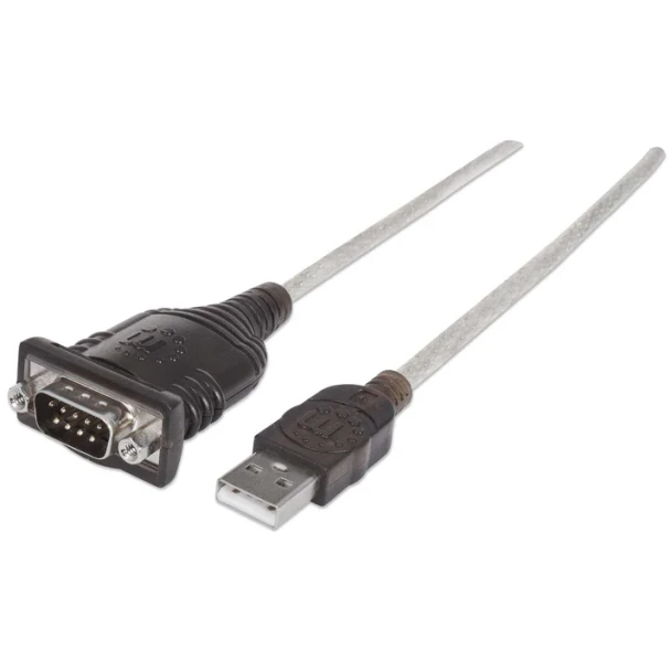 MANHATTAN -205153- Convertidor Serial a USB Conecta un dipositivo Serial/RS232/COM/DB9 a un puerto USB, Chip Prolific PL-2303RA, 45 Cm (18 in.) / Empaque tipo bolsa.