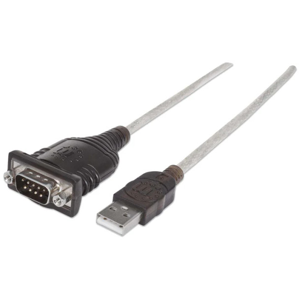 MANHATTAN -205153- Convertidor Serial a USB Conecta un dipositivo Serial/RS232/COM/DB9 a un puerto USB, Chip Prolific PL-2303RA, 45 Cm (18 in.) / Empaque tipo bolsa.