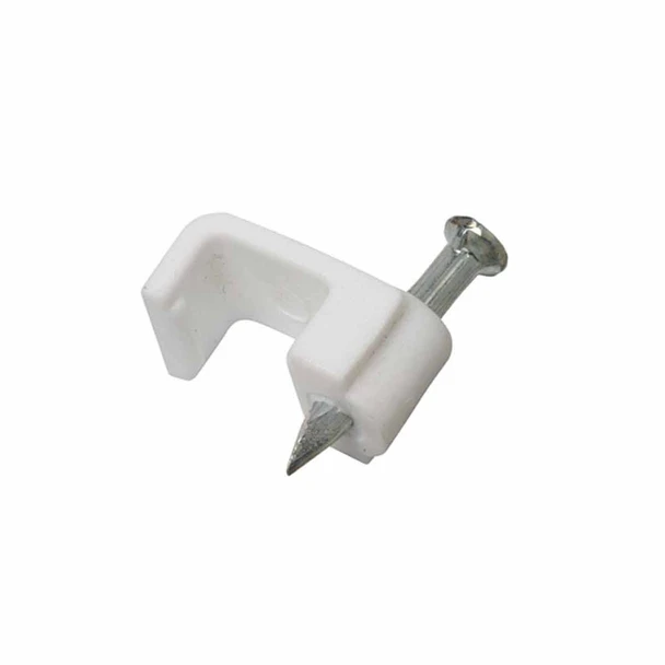 STEREN GRA-954B GRAPA  C/CLAVO 50 grapas para cable telefónico, 9 mm ancho de cavidad, clavo de 3/4", blancas