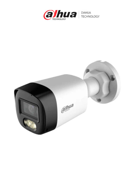 DAHUA DH-HAC-HFW1500RLN-IL-A-S3-DIP - Camara Bala de 5 Megapixeles/ Iluminación Dual Inteligente + FullColor/ Lente de 2.8mm/ 106 Grados de Apertura/ 20 Metros de IR y Luz Visible/ Micrófono Integrado/ IP67/ Soporta: CVI/CVBS/AHD/TVI