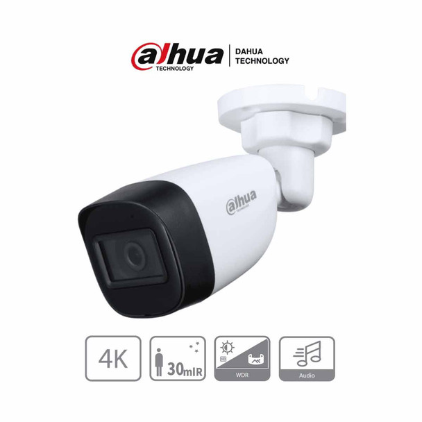 Cámara Bullet Dahua HAC-HFW1801CN-A-0280B-S2 4K con Micrófono