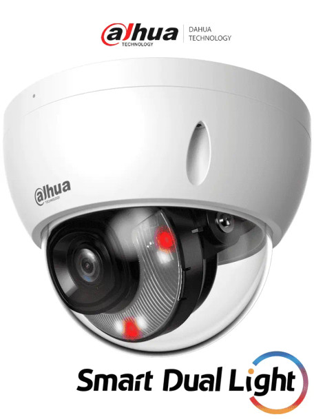 DAHUA IPC-HDBW2449E-S-IL- Camara IP Domo Antivandalica de 4 MP/ WizSense/ Iluminadores Duales Inteligentes/ Lente de 2.8mm/ 101 Grados de Apertura/ 30 Metros de Luz IR y Luz Visible/ WDR Real/ SMD Plus/ Ranura para Micro SD/ PoE/ IP67/ IK10 