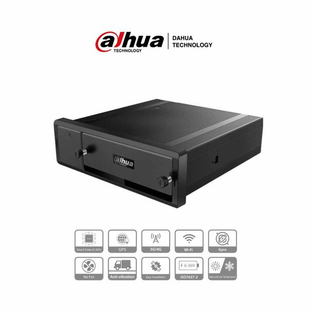 DAHUA MNVR4208-GFWI - NVR Móvil de 8 Canales con Inteligencia Artificial/ 8 Puertos PoE
