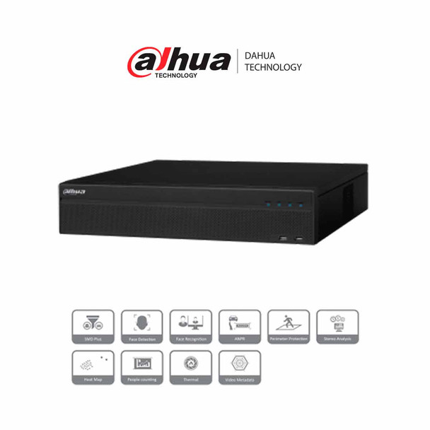 DAHUA NVR5832-16P-4KS2E - NVR 32 Canales IP 4K/ H265+/ Rendimiento 320 Mbps/ 16 Puertos Poe