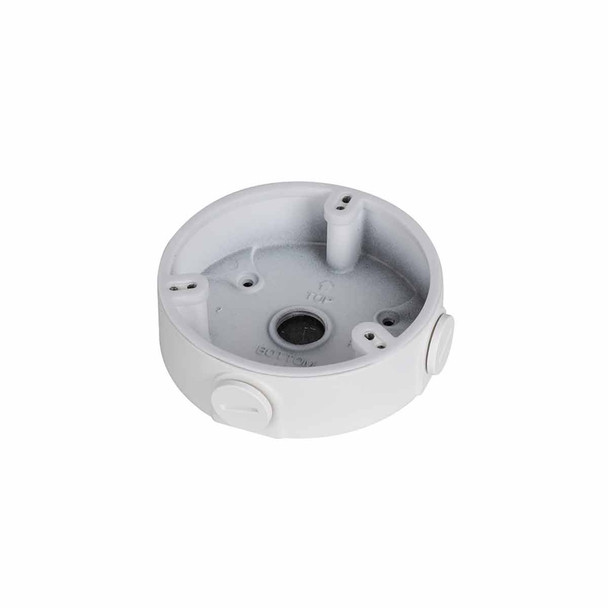 DAHUA PFA136 - Caja de conexiones para camaras domo DAHUA. El modelo PFA136 es una caja de conexiones impermeable para cámaras mini domo con anclaje en 4 puntos, construida de aluminio.