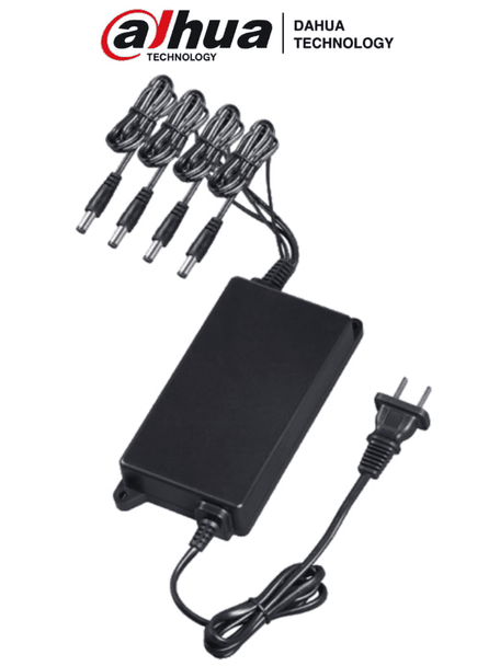 DAHUA PFM322 - Fuente de Poder Regulada de 12 Vcc 2.8 Amperes/ 4 Canales/ 0.7 Amper por Canal/ Protección de Temperatura/ Color Negro