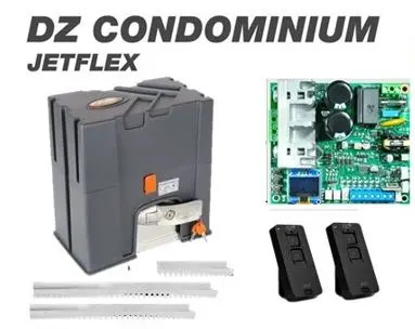 E06294000 CORREDIZO DZ CONDOMINIUM JET FLEX - 3/4 HP 80 CICLOS- HASTA 1000KG CONJ AUTO MOVIMIENTO SP HIBRIDA BIV 60HZ (3 CREMALLERAS INDUSTRIAL DE 1000MTS Y 2 CONTROLES) Z17 - ALIMENTACION 220V 127V - TRIFASICO 245W  