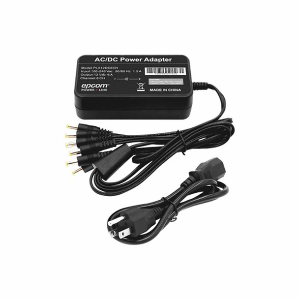 EPCOM PLK12DC6CH FUENTE DE PODER 6 Salidas tipo Jack Macho de 12Vcc / 6Amp 