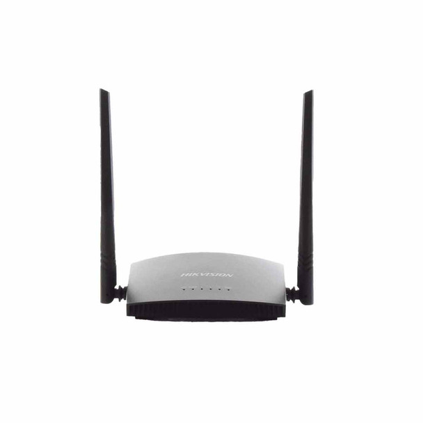HIKVISION DS-3WR3N Router Inalámbrico WISP en Banda 2.4 GHz / Hasta 300 Mbps / 4 Puertos 10/100 Mbps / 2 Antenas Omnidireccional de 5 dBi / Interior/ Estándar IEEE 802.11b/g/n a 2.4GHz/ Poder de transmisión de 18 dBm