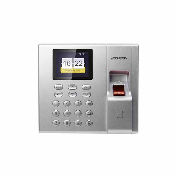 HIKVISION DS-K1T8003EF Terminal de Control de Acceso y Asistencia compatible con APP Hik-Connect (P2P) / Lectura de Huella y de Tarjetas EM / Soporta hasta 1000 Huellas / Relevador para Chapa / Software iVMS4200.