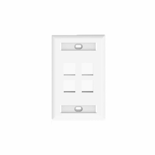 Placa de Pared Vertical, Salida Para 4 Puertos Keystone, Con Espacios Para Etiquetas, Color Blanco 