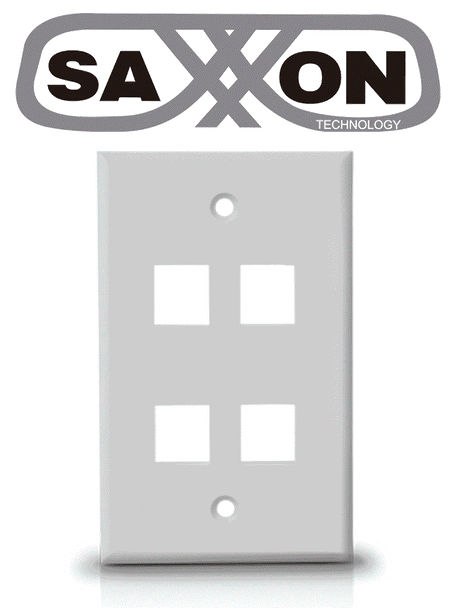 SAXXON A1754A - Placa de pared / Vertical / 4 Puertos tipo keystone / Color blanco