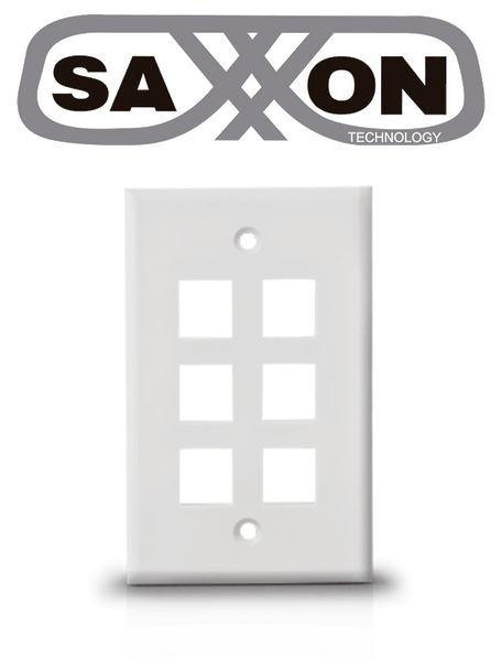 SAXXON A1756A - Placa de pared / Vertical / 6 Puertos tipo keystone / Color blanco