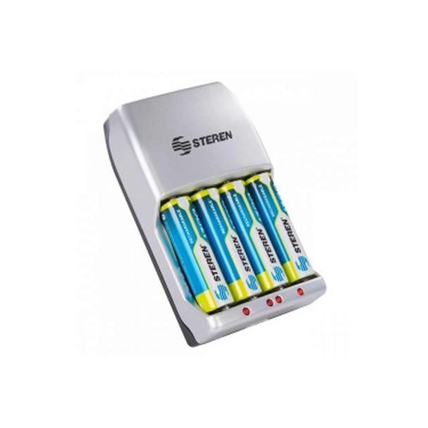 Steren Cargador para 4 Pilas AA/AAA - incluye 4 Pilas AA