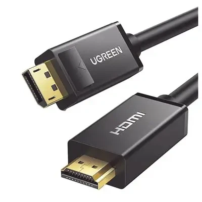 UGREEN 10203 Cable DP Macho a HDMI Macho / Longitud 3 Metros (9.84 Pies) / Soporta 4K@30Hz / Soporta 3D / Cobre EstaÑado 28AWG / Blindaje Interno MÚltiple / TransmisiÓn Unidireccional / BotÓn de LiberaciÓn / Chip de Última GeneraciÓn