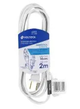 VOLTECK ED-2BR 40151 EXTENSION ELECTRICA DOMESTICA 2 METROS CLAVIJA RECTA BLANCA, RECUBIERTA DE PVC RESISTENTE A LA PROPAGACION DE FUEGO, USO INTERIOR 