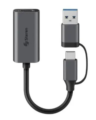 STEREN COM-444 CAPTURADORA DE VIDEO HMI A USB - USB C - CAPTURA EDITA GUARDA Y COMPARTE VIDEOS - FULL HD 1080P ENTRADA DE VIDEO DIGITAL HASTA 4K 30 HZ COMPATIBLE CON WINDOWS MAC Y ANDROID 