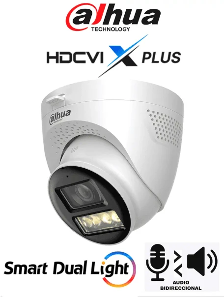 DAHUA DH-HAC-HDW1801TQN-IL-T - Cámara Domo 4K/ HDCVI X PLUS/ Audio Bidireccional/ Apertura de Hasta 106 Grados/ Iluminación Dual Inteligente de Hasta 40Mts con IR o Luz Cálida/ WDR Real/ IP67/ Soporta CVI/CVBS/AHD/TVI/ Metálica