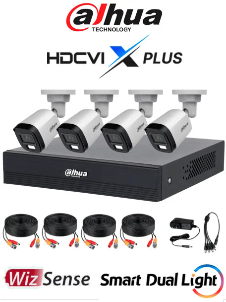 DAHUA DH-KIT/XVR1B04-I/T/4-B1A21N-U-IL-A-0280B -Kit de 4 Canales de 2 Megapíxeles DVR Cooper-I WizSense con IA, compresión H.265+, 4 cámaras B1A21 1080 con Micrófono integrado, 4 canales + 1 IP o hasta 5 IP, SMD Plus, búsqueda de humanos y vehículos