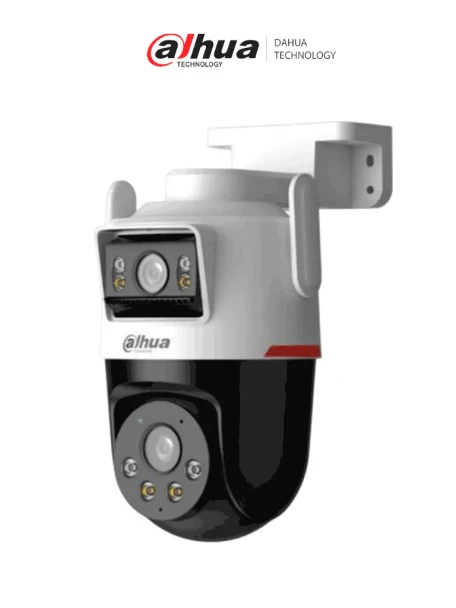 Dahua DH-IPC-PTS2349B3-SW-E2-PV-Cámara IP PT Wifi Dual de 6MP,2 Lentes de 3MP, WizColor/ Detección inteligente de doble canal/Luz cálida de 40m, Microfono yAltavoz Integrados/IA/Autotracking/Disuación activa/Ranura MicroSD/IP66