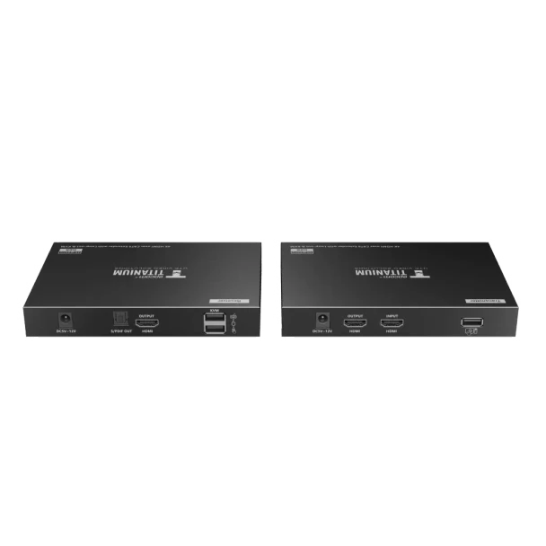 EPCOM TITANIUM TT676KVM Kit extensor KVM (HDMI y USB) hasta 70 metros | Resolución 4K @ 60 Hz | Cat 6, 6a y 7 | IPCOLOR | CERO LATENCIA | HDR10 | Salida Loop | Puerto S/PDIF | Uso 24/7 | Transmite el Video y Controla tu DVR vía USB a distancia.