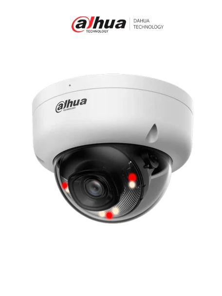 DAHUA DH-IPC-HDBW1239E1-A-IL- Cámara IP Domo Antivandalica de 2 Megapixeles Iluminador Dual/ Lente de 2.8 mm/ 104 Grados de Apertura/ Micrófono incorporado/ Detección de movimiento/ IP67/ PoE