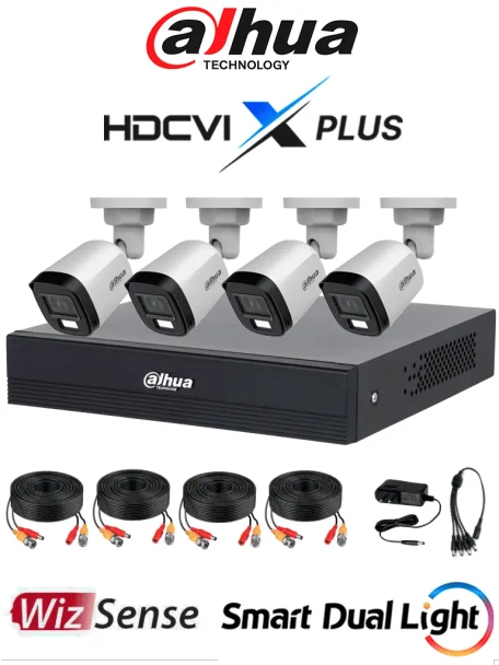DAHUA DHI-KIT/XVR1B04-I/T/4-B2A21N-U-IL-A-0280B - Kit 4 Canales 2 MP/ DVR Cooper-U WizSense con IA/ Cámaras B2A21N-U-IL-A/ Hasta 5 Canales IP Max 20Mbps/ Soporta HDCVI & AHD & TVI & CVBS/ Metálica/ Cámara con Iluminador Dual Inteligente