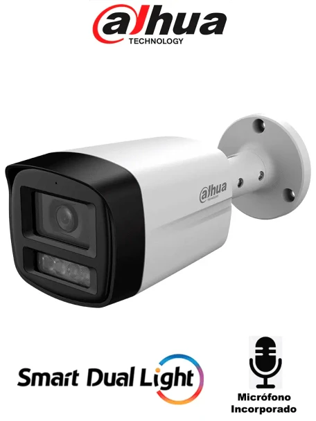 DAHUA DH-HAC-HFW1801TLMN-IL-A-S3- Cámara Bullet 4k/ Iluminador Dual Inteligente / Lente de 2.8 mm/ 106 Grados de Apertura/ Microfono Integrado