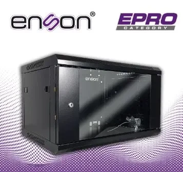 ENSON ENS-RKGB6UD GABINETE DE PARED  6UR PUERTA FRONTAL DE CRISTAL TEMPLADO CON CERRADURA DE SEGURIDAD RANURAS DE VENTILACION EN LA PARTE SUPERIOR PARA 2 VENTILADORES DE 11 CM 600X450X368MM, REQUIERE ENSAMBLAJE