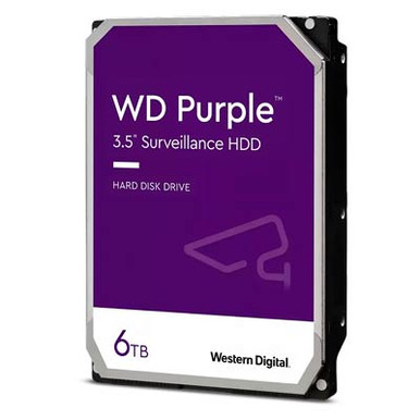 WESTERN DIGITAL WD64PURZ DISCO DURO 6TB Purple/ Especial para Videovigilancia/ Trabajo 24/7/ Interface: Sata 6 Gb/s/ Cache 256 MB/ Hasta 64 Cámaras/ Hasta 16 Bahías de Discos Duros.