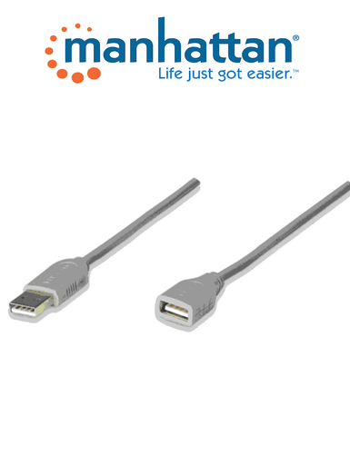 MANHATTAN 340960 - Cable de Extensión USB Macho a USB Hembra / 4.5 Metros/ Velocidad Máxima de Hasta 12 Mbps/ UL 2725/ USB 1.1/Conexiones de calidad para un desempeño superior.