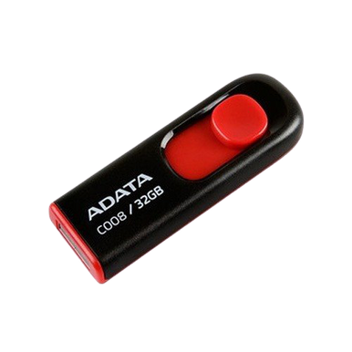 ADATA AC008-32G-RKD MEMORIA USB 2.0 32GB / NEGRO-ROJO,SU ELEGANTE DISEÑO INCLUYE UN CONECTOR USB DESLIZANTE SE ENGANCHA EN UN LLAVERO O TELEFONO MOVIL.