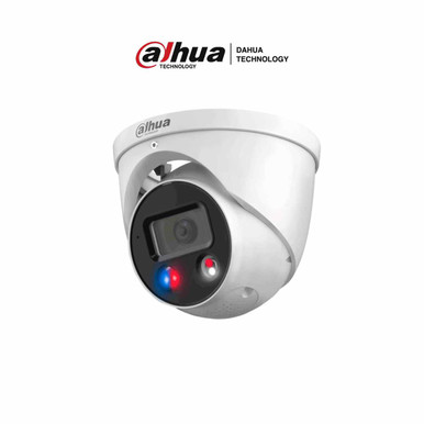 DAHUA DH-IPC-HDW3849H-AS-PV-S5 - Cámara IP Domo de 8 Megapixeles con Disuasión Activa/ Iluminador Dual Inteligente/ TiOC, WizSense, lente 2.8mm, 106° de visión, 30m IR y luz visible, audio bidireccional, E/S de alarma.