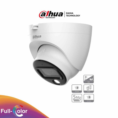 DAHUA HAC-HDW1509TLQ-A-LED - Cámara Domo Full Color de 5 MP con micrófono integrado y lente de 3.6 mm con 88° de apertura. Ofrece imagen a color 24/7, WDR real de 120 dB, LEDs para 20 metros.