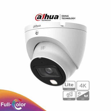 DAHUA HAC-HDW1809TLM-A-LED -Camara Domo Eyeball 4k Full Color/ 8 MP/Lente de 2.8mm/106 Grados de Apertura/ Microfono Integrado/ 20 Metros de Iluminación/ Imagen a Todo Color 24/7/ CVI/CVBS/AHD/TVI.