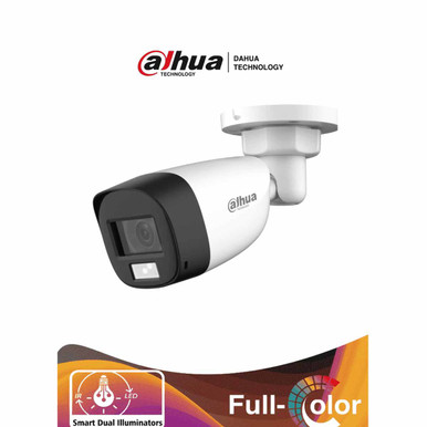DAHUA HAC-HFW1200CLN-IL-A - Camara Bullet de 2 Megapixeles/Iluminación Dual Inteligente+FullColor/ Lente de 2.8mm/102 Grados de Apertura/ 20 Metros de IR y Luz Visible/ Micrófono Integrado/IP67/Soporta:CVI/CVB