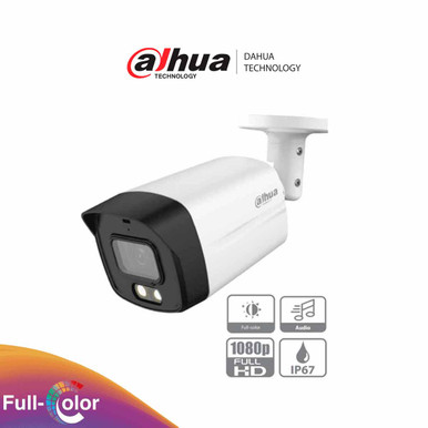 DAHUA HAC-HFW1209TLMN-A-LED - Cámara Bullet Full Color de 2 Megapíxeles/ 1080p/ Lente de 2.8mm/ 108 Grados de Apertura/ Micrófono Integrado/ 40 Metros de Iluminación/ DWDR/ IP67/ Metalica+Policarbonato.