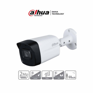 DAHUA HAC-HFW1231TLM-I6 - Camara Bullet de 2 Megapixeles/ Super Adapt/ Lente de 2.8 mm/ 107 Grados de Apertura/ IR de 60 Mts/ WDR Real de 130 dB/ IP67/ Soporta:CVI/CVBS/AHD/TVI.