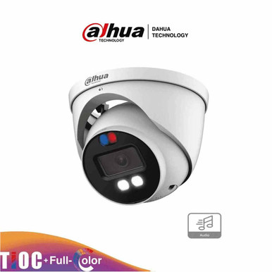 DAHUA HAC-ME1509H-A-PV-S2 - Camara Domo TioC de 5 Megapixeles/ Iluminador Dual Inteligente/ Lente de 2.8mm/ 111 Grados de Apertura/ 40 Metros de Iluminación Visible e IR/ Estrobo de Luz Roja y Azul/ Super Adapt/ Microfono Integrado/ WDR Real/