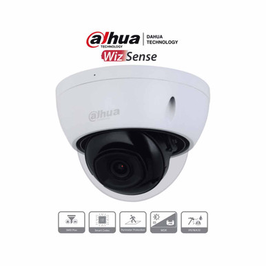 DAHUA IPC-HDBW2541E-S - Cámara IP domo antivandálica 5 MP, cuenta con lente de 2.8 mm y visión de 111°. Ofrece visión nocturna IR 30 m, WizSense, SMD Plus, micrófono integrado, PoE, ranura MicroSD, protección IP67 e IK10, WDR real de 120 dB y H.265+.